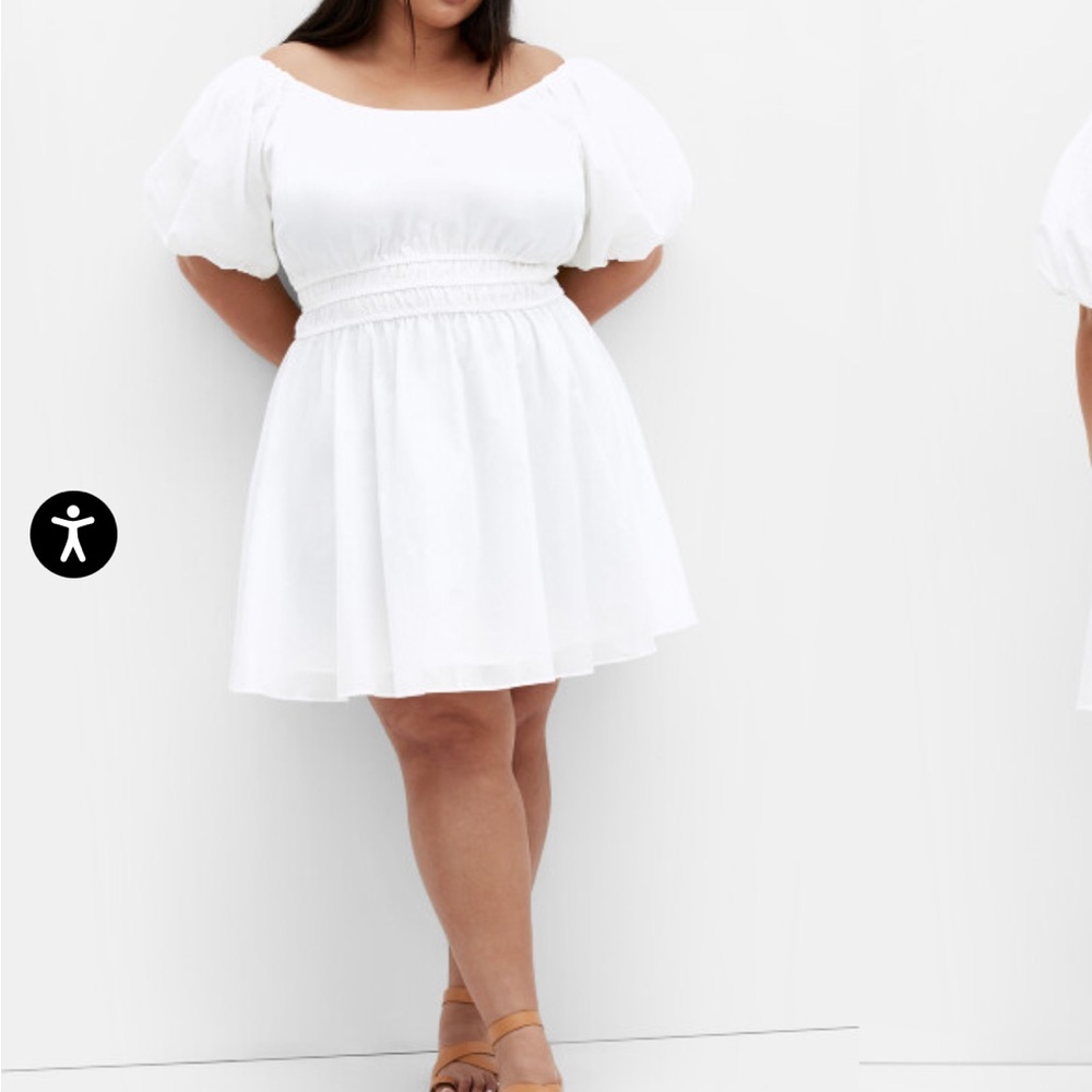City Chic White Off-Shoulder Puff Sleeve Mini Dress